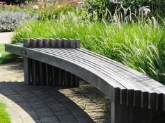 Silvered wooden bench