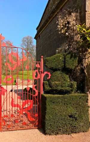 Red Gate entrance to the garden and topiary.
